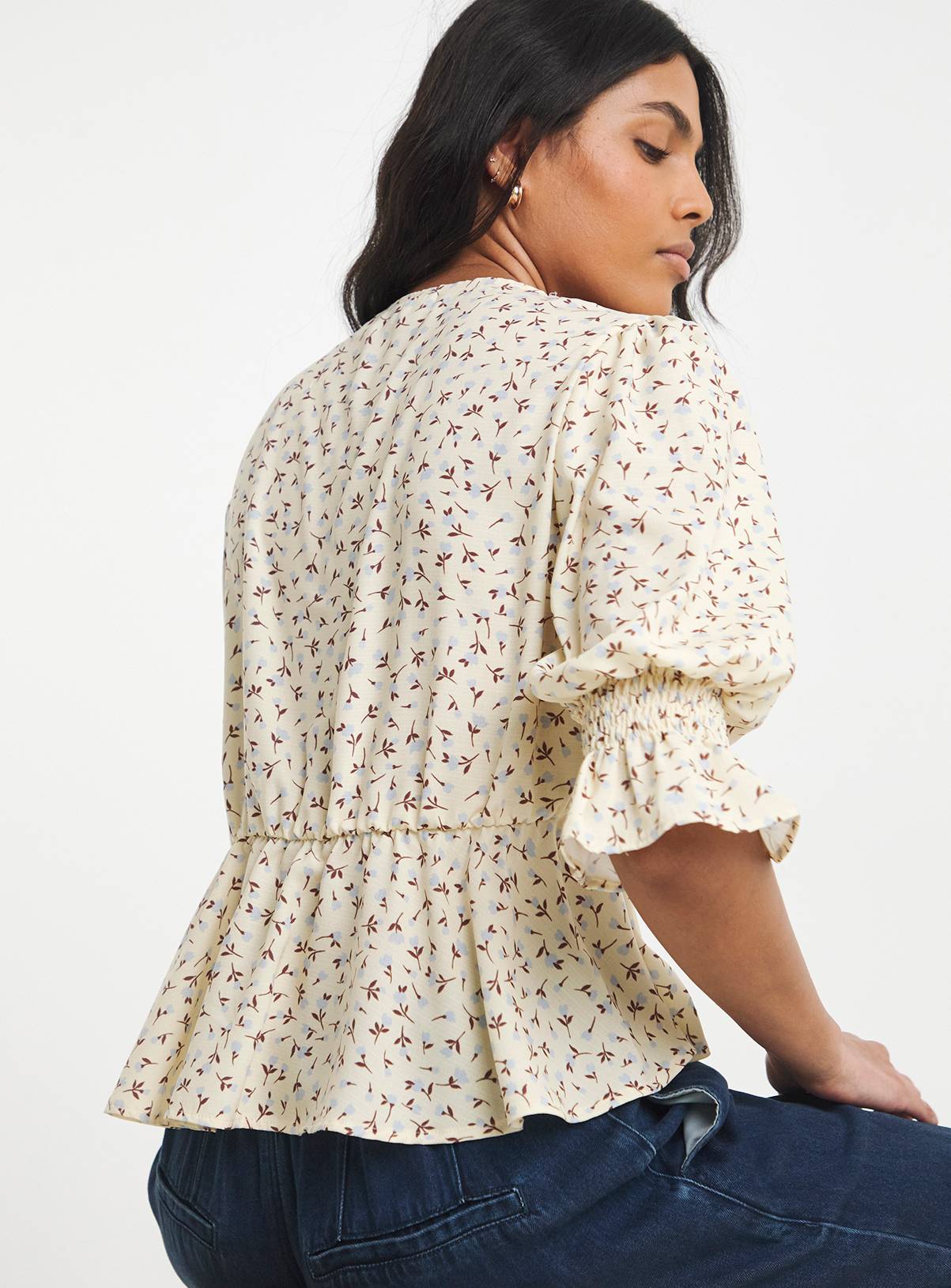 SIMPLY BE Shirred Sleeve Tea Blouse 32 - Image 2
